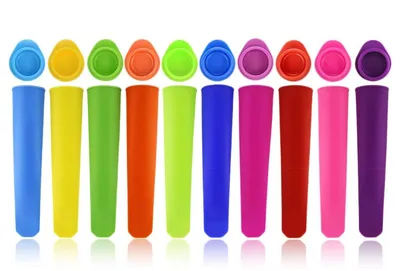 Produktbild von 10er-Set Eis am Stiel Formen - Wiederverwendbare Stieleisformer aus 100% Lebensmittelsilikon - BPA Frei - Perfekt für Kinder und Erwachsene