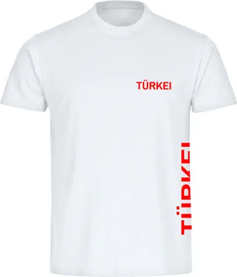 Produktbild von multifanshop Herren T-Shirt - Türkei - Brust & Seite, weiß, Größe L