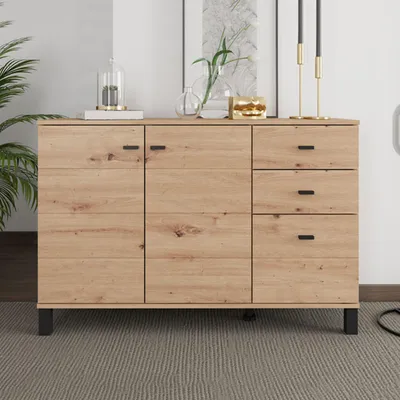 Produktbild von Guatav - Anrichte, 116x35x78h cm, Eiche Nussbaum, 3 Schubladen