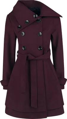 Produktbild von Black Premium by EMP Damen dunkelroter Wintermantel mit Bindegürtel L