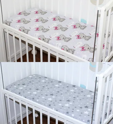 Produktbild von Spannbettlaken 2er- Pack für Baby Beistellbett Wiege Bettlaken 40x90 Baumwolle - 24. Girl + Star Dunkel