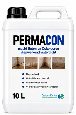 Productafbeelding van Permacon 10 Liter – 40 m² – Beton en steen duurzaam waterdicht maken – Tegen optrekkend vocht – Voor kelderwanden en betonvloer