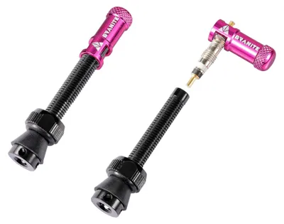 Imagen del producto de Tapas para válvulas de bicicleta con extractor de núcleo de válvula, color rosa, 2 unidades, para válvulas de bicicleta