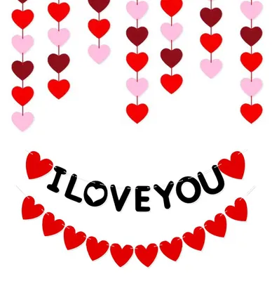 Herz-Girlande, 8 Stück, rot/rosa, für Valentinstag & Party