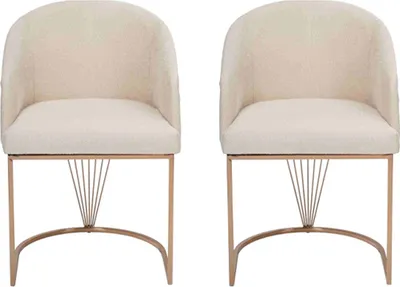 Image de Chaise rembourrée 2x Chaise de salle à manger Chaise en bois Chaise de cuisine Blanc Moderne Or