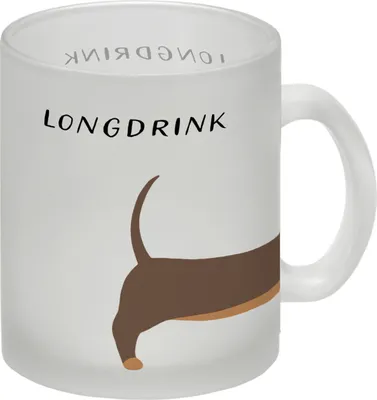 Produktbild von Dackel Glas Tasse mit Spruch Longdrink