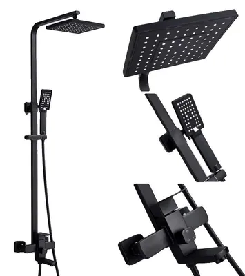 Productafbeelding van Douchesysteem, 3 functiemodi, wandmontage, zwart