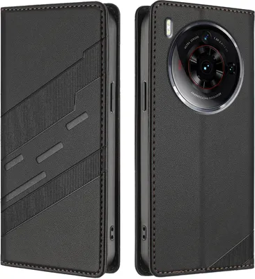 Produktbild von Hülle für ZTE nubia Z50S Pro, Kunstleder Brieftaschen Handyhülle mit Kartenfach und Standfunktion Schwarz