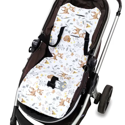 Zdjęcie produktu dla Pokrowiec na fotelik do wózka wkładka 75 x 35 cm - pokrowiec na fotelik dziecięcy oddychający uniwersalny minky jasnoszary jeleń