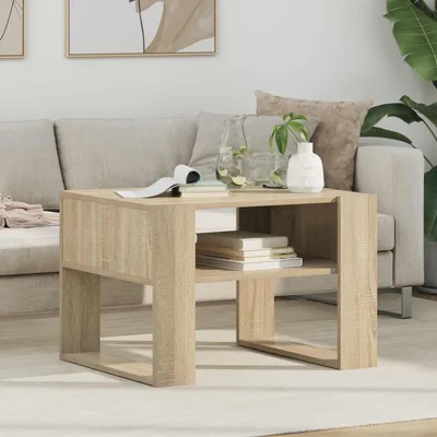 Zdjęcie produktu dla Maison Exclusive – stolik kawowy z drewna dębowego Sonoma 66 x 53 x 45 cm Materiał drewnopochodny