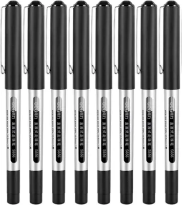 Produktbild von Tintenroller mit schwarzer Tinte, Multipack 0,5 mm schwarze Gelstifte, 8er-Pack Stifte mit schwarzer Tinte, flüssige, trocknende Kugelschreiber, Schreibstifte zum Schreiben, Notizen machen, Skizzieren, Notizbuch, Tagebuch für Schule, Bürobedarf für Studenten und Erwachsene