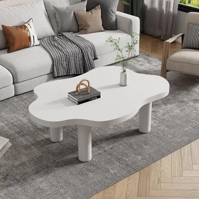 Produktbild von Couchtisch - Beistelltisch - Couchtisch - Wohnzimmertisch - Weiß - Unregelmäßiges Design