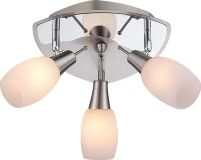 Produktbild von Globo Lighting Deckenleuchte Metall verchromt, Nickel matt, Glas weiß, LxBxH: 290x290x170mm, exkl. 3x E14 40W 230V