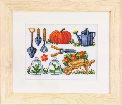 Produktbild von Permin Kreuzstich Stickpackung "Gartenbild II", Zählmuster, 28x32cm, 12-9437