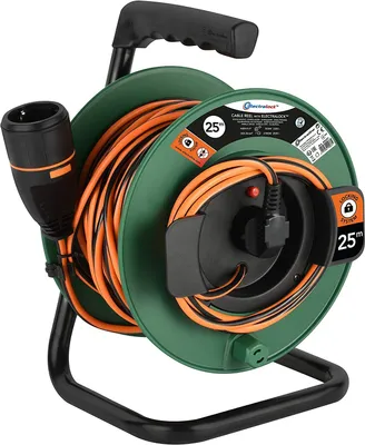 Image de Enrouleur de rallonge de jardin 25 m avec système de verrouillage de la prise, 3 500 W max. ELECTRALOCK 49237