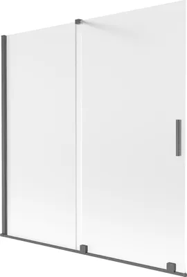 Produktbild von Mexen Velar Duschwand 2-flügelig verschiebbar 160 x 150 cm, matt, gebürstetes Gun Gray - 896-160-000-31-66