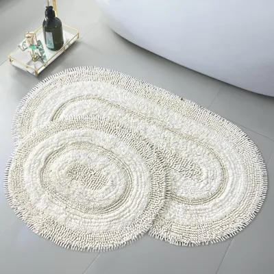 Obrázek produktu pro Oválná podložka pod vanu, krémová barva, 60 x 100 cm, 2 kusy, pro koupelnu