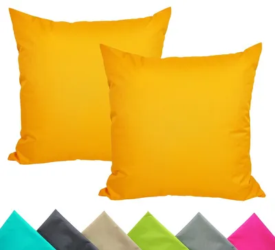 Produktbild von JACK 2er Set 40x40cm Outdoor Kissenhülle Kissenbezug Wasserfest Sitzkissen Lounge Kissen Garten Stuhl Lotus Effekt, Farbe:Gelb