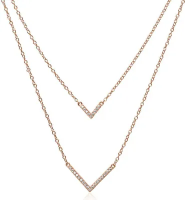 Produktbild von Layerkette V von JEWLIX aus 925er Silber rosévergoldet Zirkonia