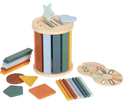 Produktbild von Sortierspielzeug Sortierbox Formsortierer - Holz -- Ab 1 Jahr - Mit 3 Sortierplatten - Zu Hause und Kindergarten