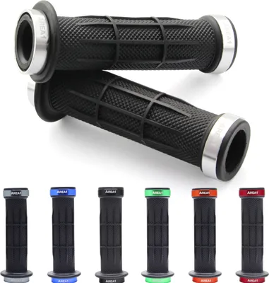 Produktbild von Area1 Motorrad Motorroller Lenkergriffe Griffgummis 22/24-25mm offene Enden für Lenkerendenspiegel und Vibrationsdämpfer Silber