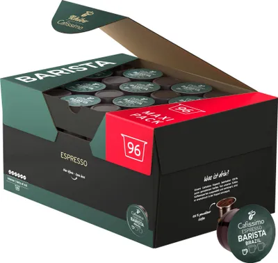 Produktbild von Tchibo Cafissimo Vorratsbox Espresso Brasil Kaffeekapseln, 96 Stück (Espresso, ausdrucksstark mit Nussnote), nachhaltig & fair gehandelt