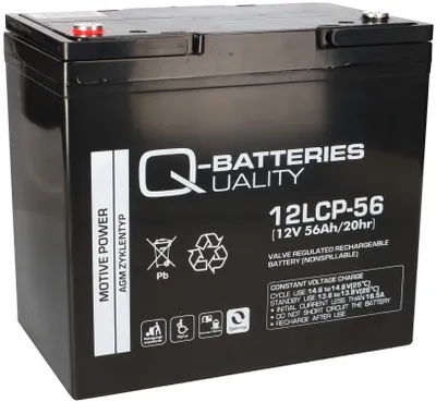 Immagine prodotto di Q-Batteries 12LCP-56 / 12V - 56Ah batteria al piombo acido tipo AGM - Deep Cycle VRLA