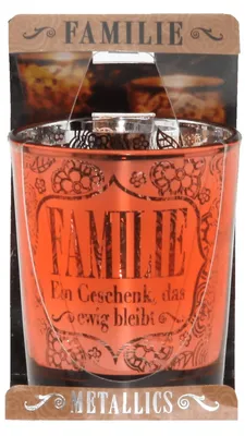 Produktbild von Metallics persönliches Kerzenlicht mit Spruch Familie