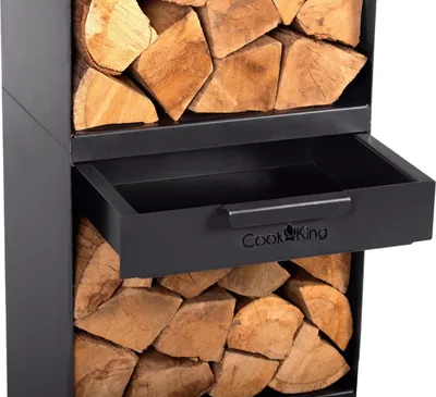 Image de Grand porte bûches VENTO en acier noir H.120cm