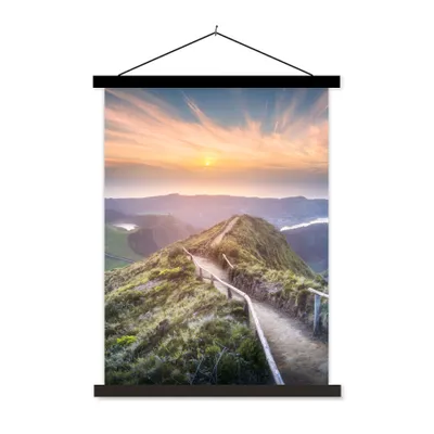 Produktbild von MuchoWow® Textilposter Berge - Sonne - Natur 90x120 cm mit schwarzem Rahmen - Dekoration