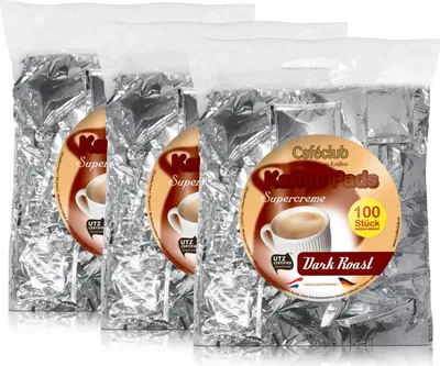 Produktbild von 3x Cafeclub Dark Roast Kaffeepads Megabeutel je 100 stk. dunkle Röstung