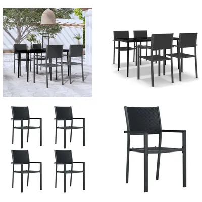 Produktbild von vidaXL 5 tlg. Garten Essgruppe Schwarz - Garten-Essgruppe - Garten-Essgruppen - Essgruppe - Gartenmöbel