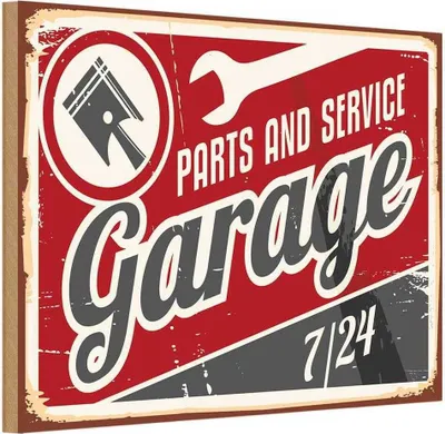 Produktbild von vianmo Holzschild 12x18 cm Garage parts service Auto Teile Werkstatt