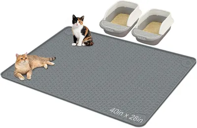 Produktbild von Katzenklo-Vorleger 101,6 cm x 71,1 cm, dunkelgrau, Silikon, für Katzenstreu