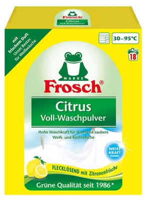 Produktbild von Frosch Citrus Voll-Waschpulver 1,35 kg - Flecklösend mit Zitrone