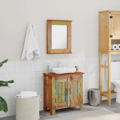 Immagine prodotto di Mobili da bagno Mobiletto con specchio in legno massiccio
