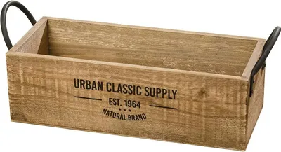 Produktbild von Holzkiste braun Dekokiste shabby Kiste Obstkiste Holz Deko Landhaus mit Griffen Länge 46 cm