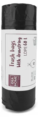 Image de Sacs Ldpe Avec Etirement 60L Noir 40Pcs