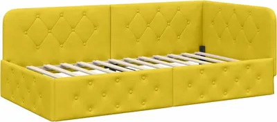 Zdjęcie produktu dla vidaXL Łóżko narożne Żółte 90 x 200 cm Aksamit