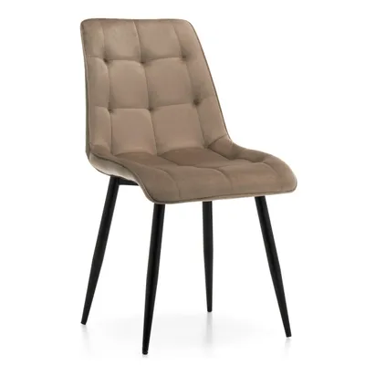 Obrázek produktu pro Jídelní židle NEW HOME CHIC čalouněná s prošíváním - tmavě béžová - moderní sametový velur