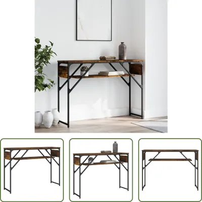 Obrázek produktu pro The Living Store Konzolový stolek s policí kouřový dub 105x30x75cm materiál na bázi dřeva
