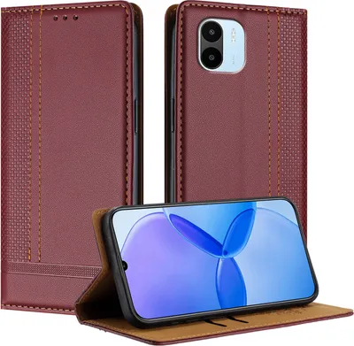 Produktbild von Handyhülle für Xiaomi Redmi A1 Leder Flip Klappbare Schutzhülle mit Standfunktion Dunkelrot