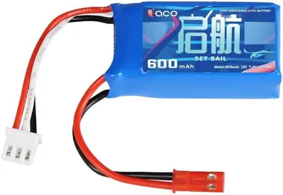 Image de 7.batterie LiPo 4V 600mAh 15C 2S avec connecteur JST-2Pin - Compatible avec RC A560, SU27, D460, RC4GS V3, RC6GS V3, AT10II, AT9S Pro, T8FB, T12D, T16D