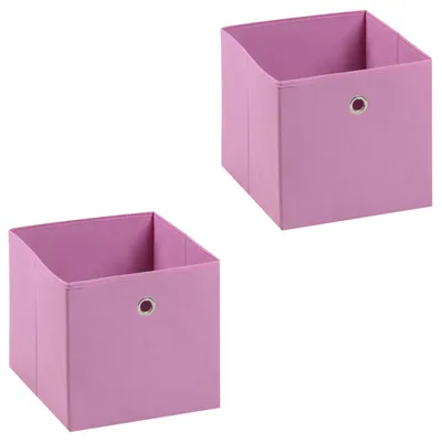 Produktbild von Stoffbox ELA, praktische Faltbox im 2er Pack, schöne Aufbewahrungsbox faltbar, einfacher Einschubkorb in rosa