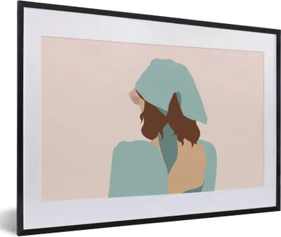 Produktbild von MuchoWow® Gerahmtes Poster Sommer - Frau - Abstrakt 60x40 cm - Poster mit Schwarzem Bilderrahmen Wandposter Rahmen Foto Bilder - Schlafzimmer - Plakat in Rahmen - Drucken