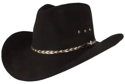 Stars & Stripes fester Westernhut Kansas mit Flechtgarnitur in schwarz