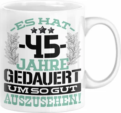 Produktbild von 45. Geburtstag Lustig Geschenk Männer Frauen Geschenkidee zum 45er Mann Frau Es Hat 45 Jahre Gedauert Um So Gut Auszusehen Mutter Vater (Weiß)