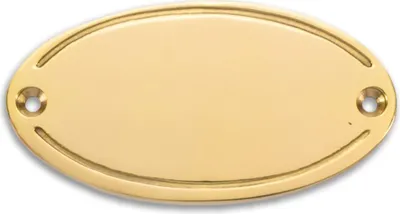 Produktbild von Metallschild »Messingschild, oval - 99 x 50 x 4 mm - Form I«, Messing, oval, Innen- und Außenbereich