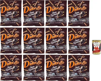 Produktbild von My Dietorelle Caramelle Gommose al Gusto di Liquirizia, Gummibonbonbons mit dem Geschmack von Süßholz, 100% vegan, Zucker ohne glutenfrei, 12x 70 g + Italian Gourmet polpa 400g