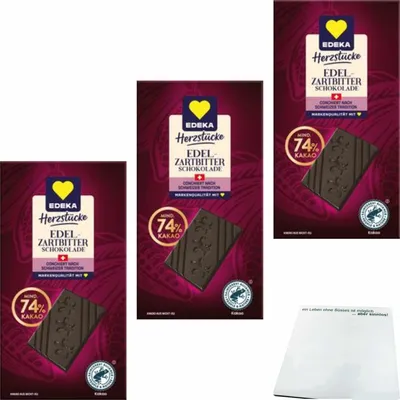 Produktbild von Edeka Schweizer Edelbitter Schokolade 74% 3er Pack (3x100g Tafel) + usy Block